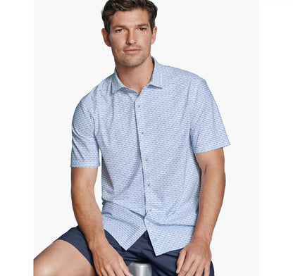 XC+™ Motion Short-Sleeve Print Knit Shirt - White/Blue Shark