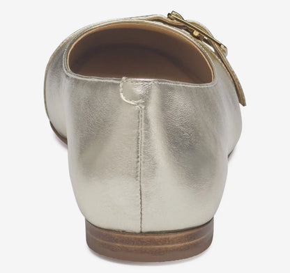 Claire Belted Flat - Gold Metallic Sheepskin/Italian Crinkled Sheepskin