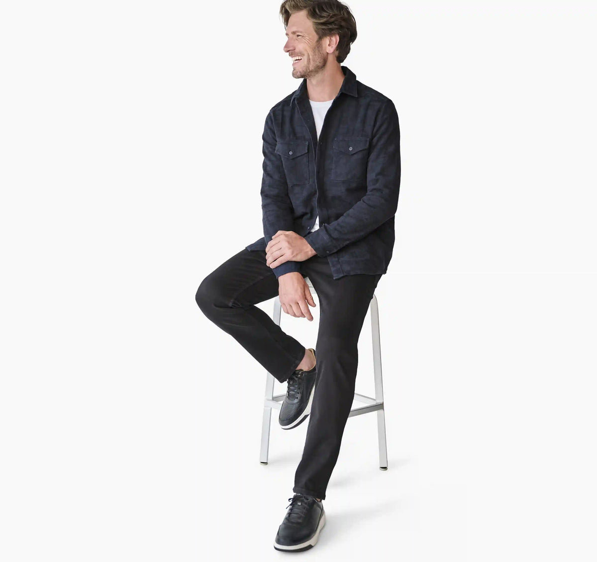 Textured Shirt Jacket - Navy