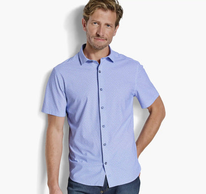 XC+™ Motion Short-Sleeve Print Knit Shirt - Blue Dotted Tile