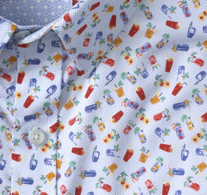 Logan Printed Short-Sleeve Shirt - Blue Multi Happy Hour