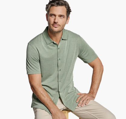 Vintage Birdseye Button-Front Shirt - Green