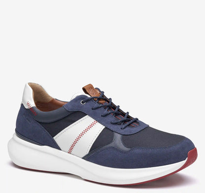 XC+™ Declan Jogger - Navy Waterproof Suede/Mesh/White Full-Grain Leather