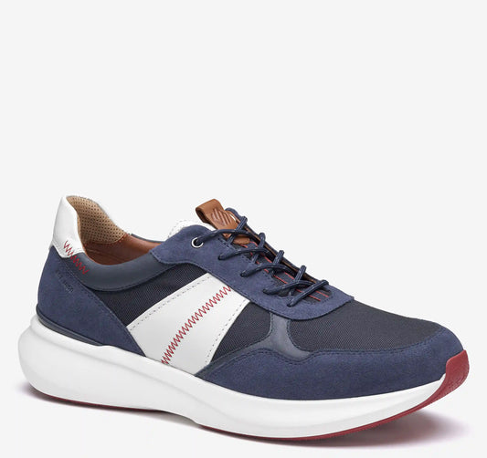 XC+™ Declan Jogger - Navy Waterproof Suede/Mesh/White Full-Grain Leather