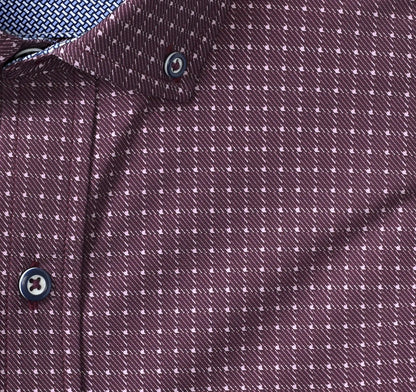 XC+™ Motion Long-Sleeve Sport Knit Shirt - Burgundy Twill Grid