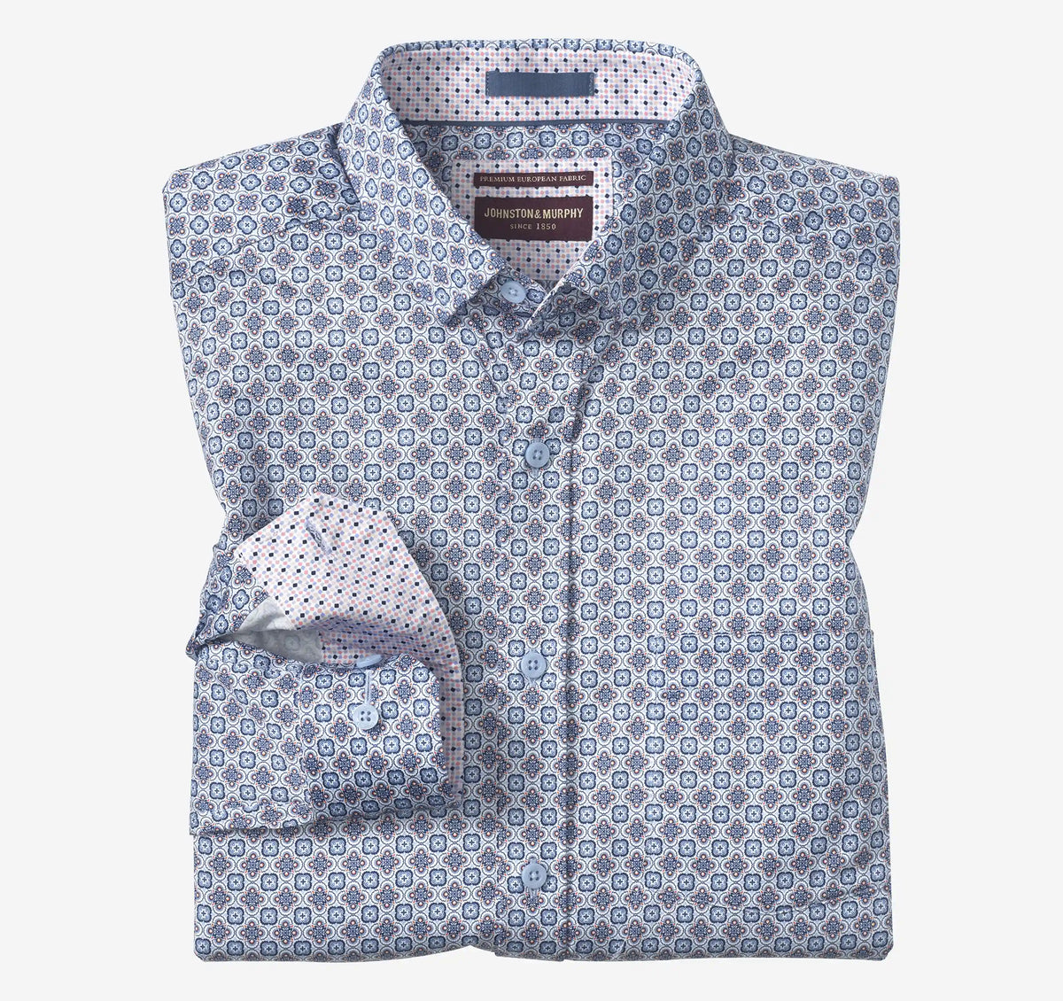 Logan Printed Long-Sleeve Shirt - Blue/Pink Floral Tile