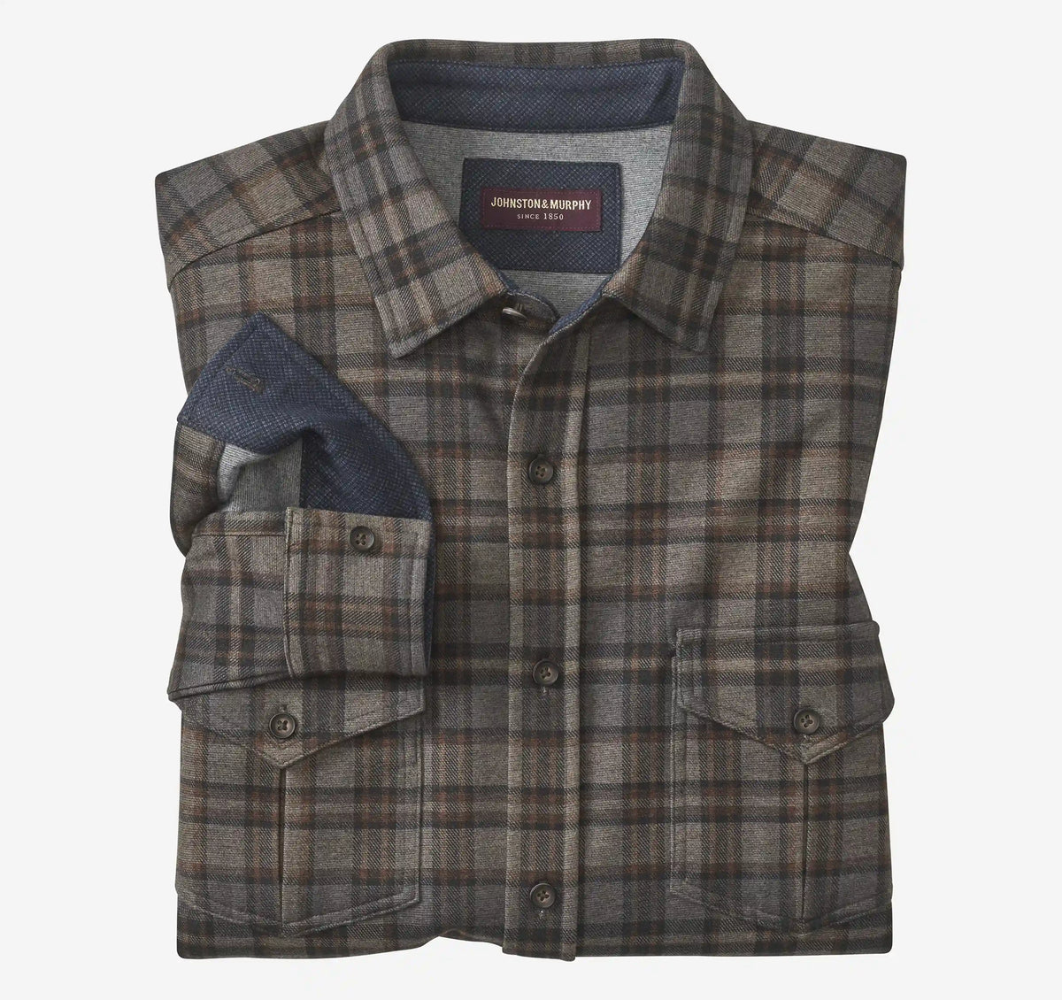 Eason Knit Shirt - Brown Plaid