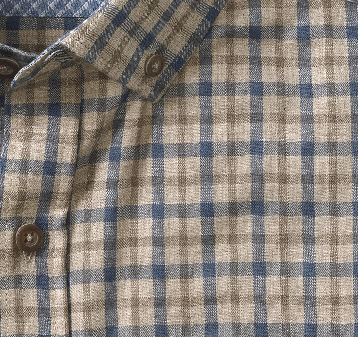 Huntley Mélange Shirt - Brown Melange Two-Tone Grid