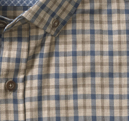 Huntley Mélange Shirt - Brown Melange Two-Tone Grid