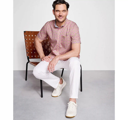Printed Cotton Short-Sleeve Shirt - Pink Margarita