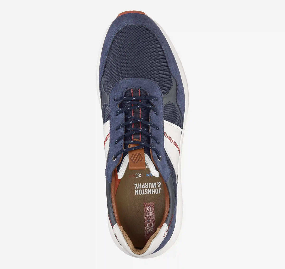 XC+™ Declan Jogger - Navy Waterproof Suede/Mesh/White Full-Grain Leather