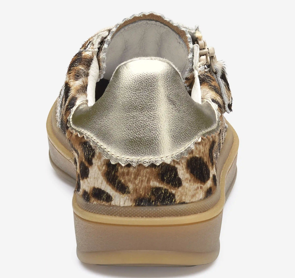 Ashley Side-Zip Lace-Up - Gold Leopard Haircalf/Metallic Sheepskin