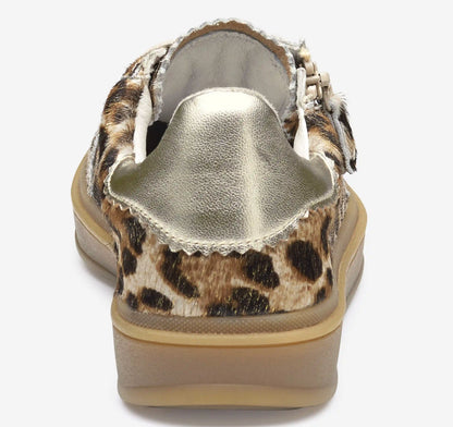 Ashley Side-Zip Lace-Up - Gold Leopard Haircalf/Metallic Sheepskin