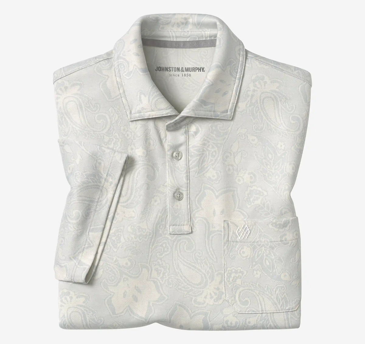 Evans Jacquard Polo - Light Gray Paisley