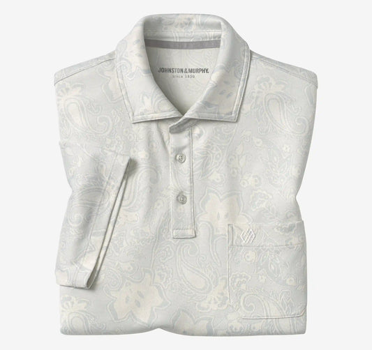 Evans Jacquard Polo - Light Gray Paisley