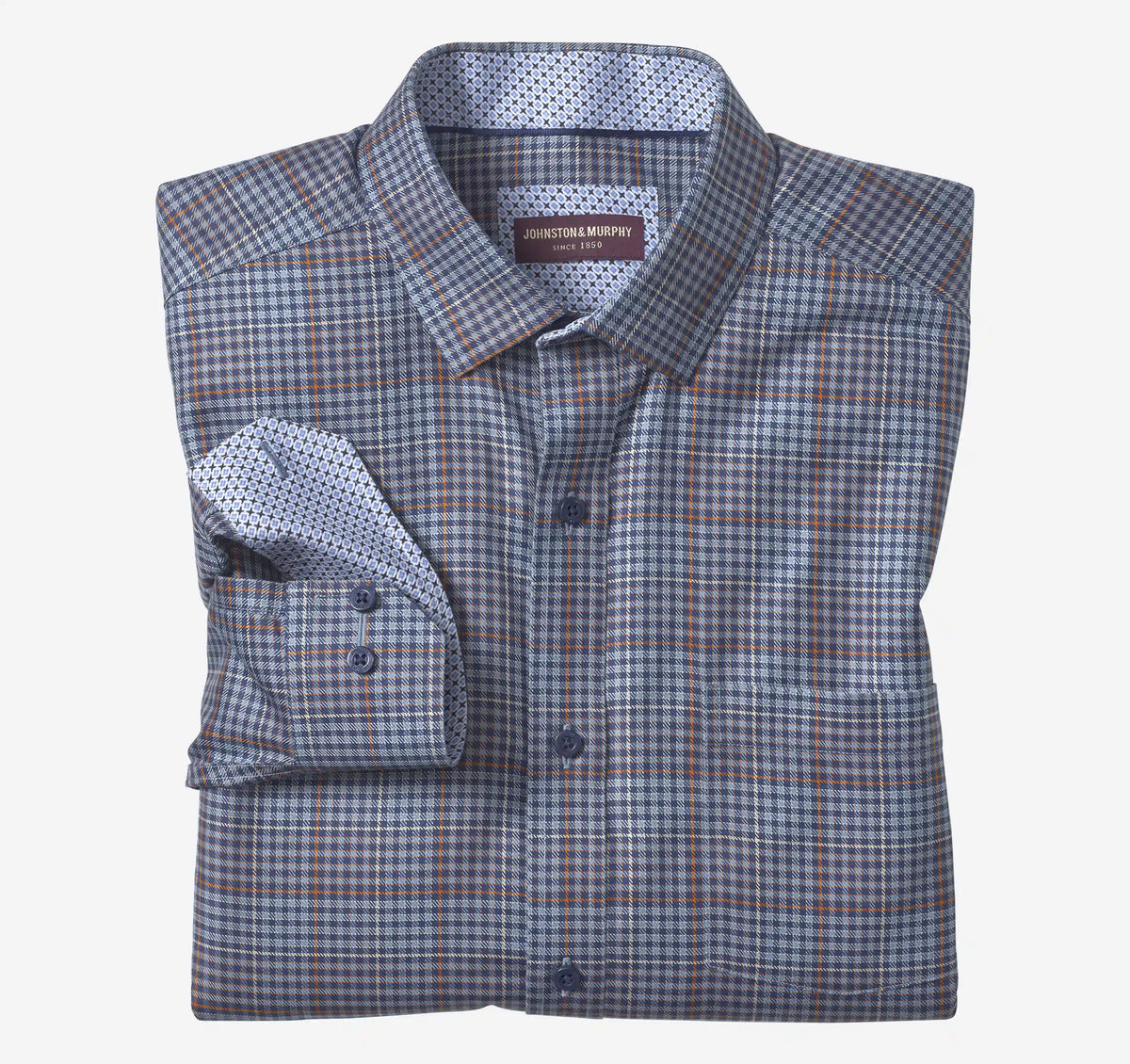 Ovation Non-Iron Dress Shirt - Navy Glen Plaid