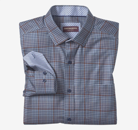Ovation Non-Iron Dress Shirt - Navy Glen Plaid