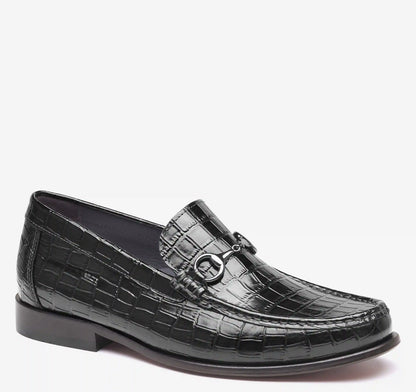 Humphrey Bit Loafer - Black Croc-Embossed Full-Grain Leather