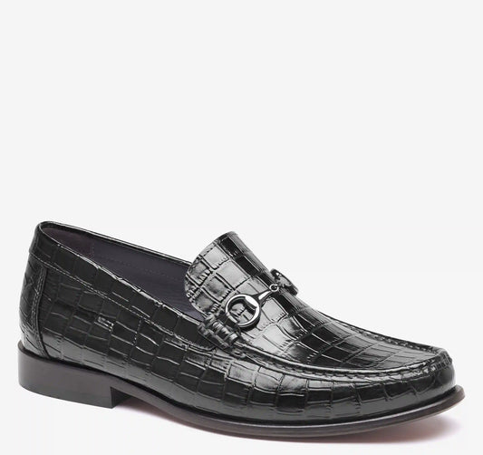 Humphrey Bit Loafer - Black Croc-Embossed Full-Grain Leather