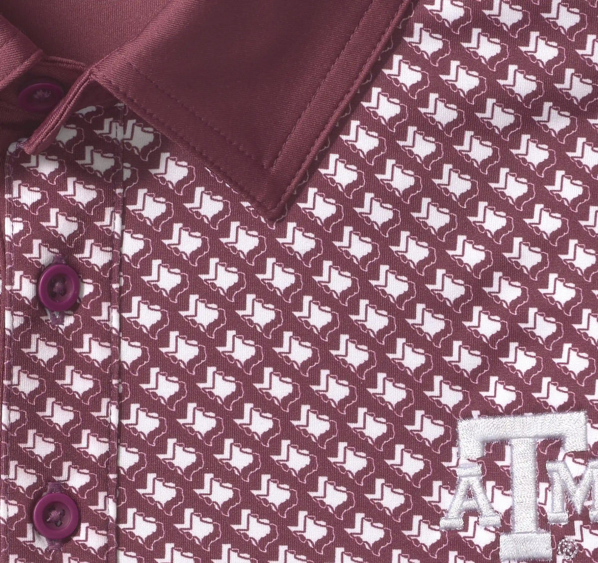 Collegiate XC+™ State Print Polo - Texas A&M - Maroon