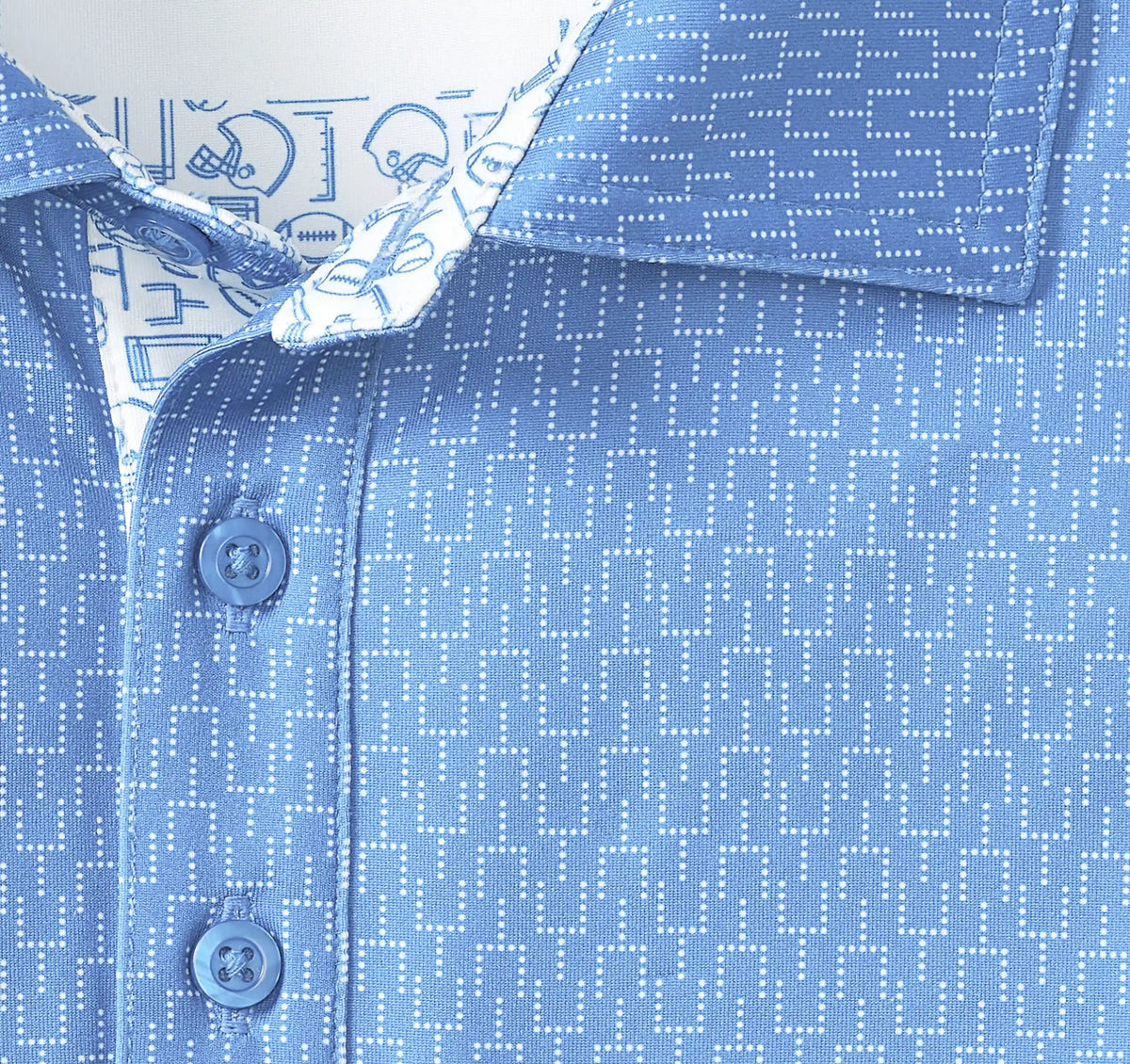 Game Day XC4® Goal Post Print Polo - Light Blue
