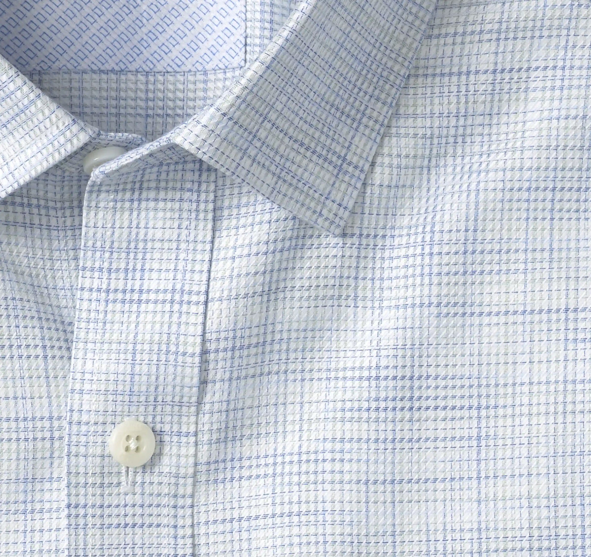 Ovation Non-Iron Dress Shirt - Green/Blue Cross Hatch