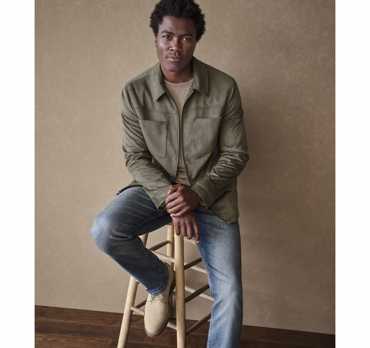 Bardwell Full-Zip Jacket - Moss Faux Suede