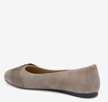 Claire Belted Flat - Taupe Kid Suede/Glove Leather