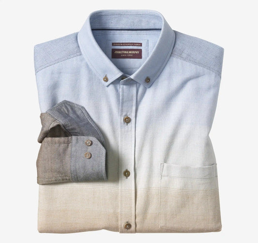 Huntley Mélange Shirt - Blue/Brown Brushed Ombre