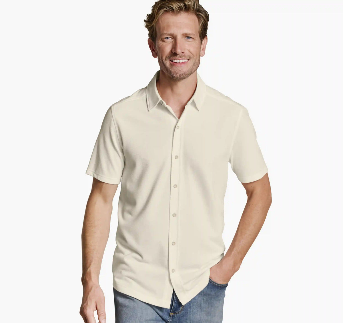 Bennett Short-Sleeve Shirt - White Honeycomb