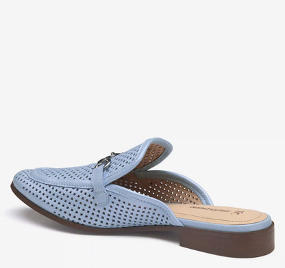 Ali Perfed Bit Mule - Light Blue Pearlized Glove Leather