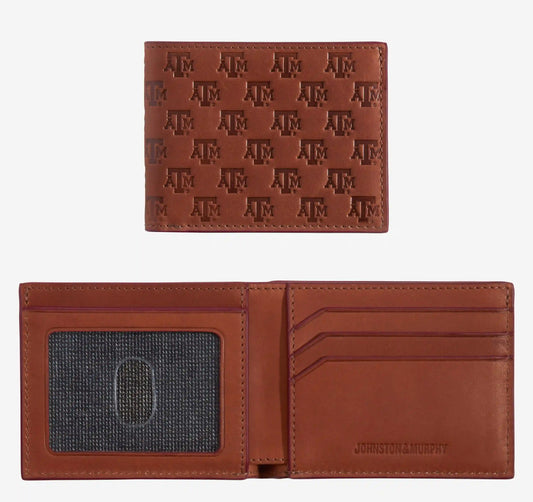 Collegiate Embossed Billfold Wallet - Texas A&M - Tan Full Grain