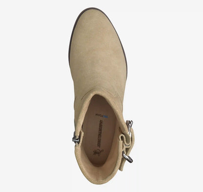 Izzie Buckle Bootie - Taupe Waterproof Suede