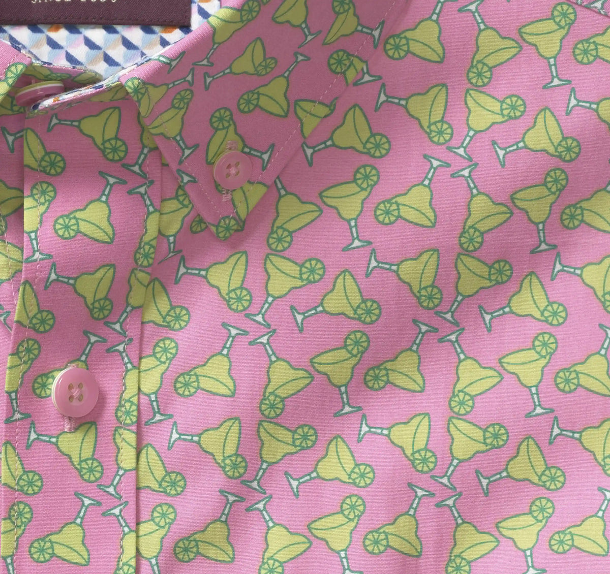 Printed Cotton Short-Sleeve Shirt - Pink Margarita