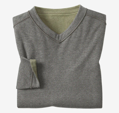 Icon Reversible V-Neck Pullover - Olive/Charcoal