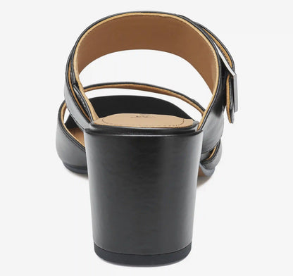 Everly Buckle Slide - Black Calfskin