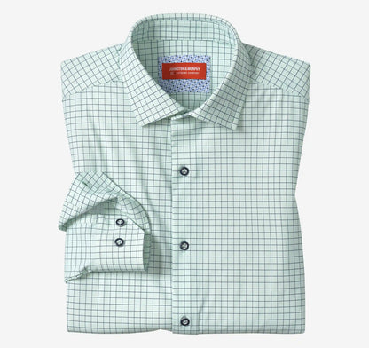 XC+™ Motion Long-Sleeve Dress Knit Shirt - Green Windowpane