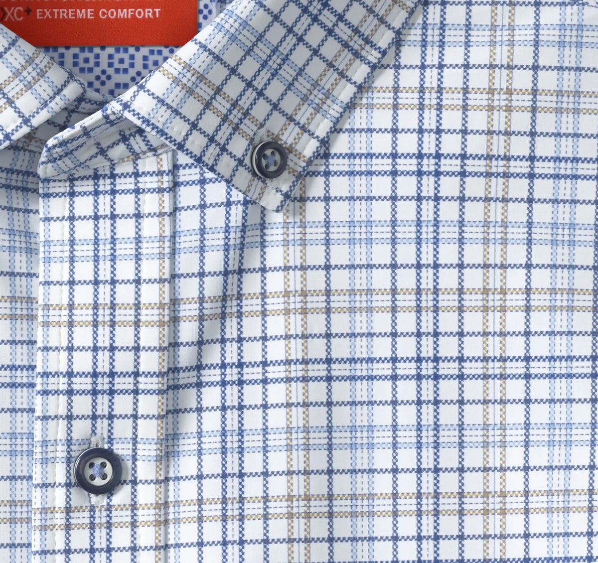 XC+™ Motion Long-Sleeve Sport Knit Shirt - Blue/Tan Plaid