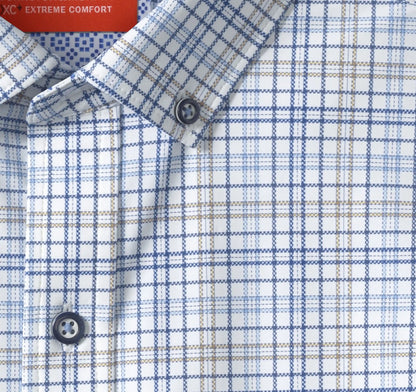 XC+™ Motion Long-Sleeve Sport Knit Shirt - Blue/Tan Plaid