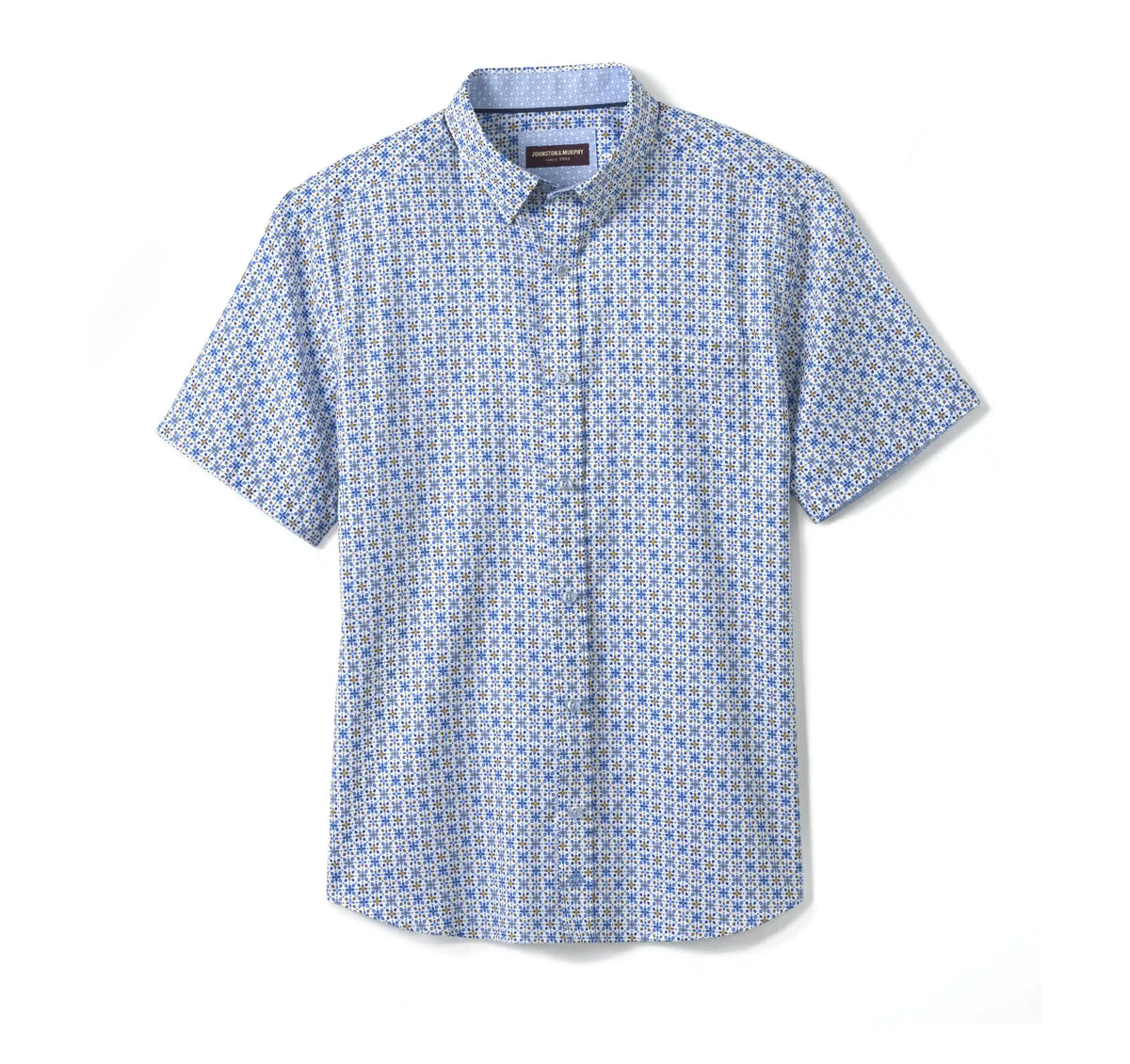 Logan Printed Short-Sleeve Shirt - Blue/Orange Geo Floral