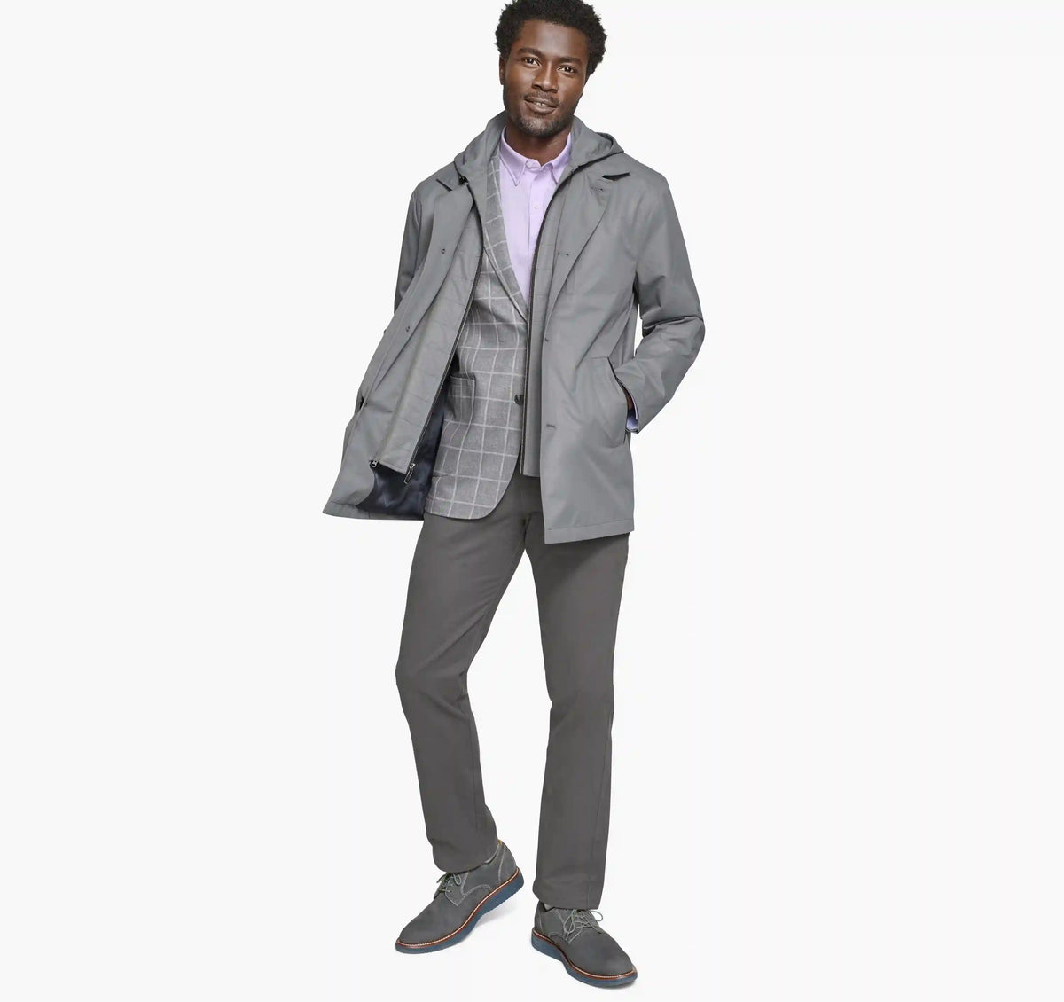 Upton Water-Resistant Raincoat - Gray