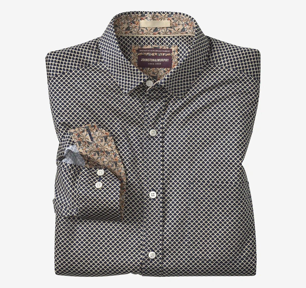 Printed Cotton Shirt - Black Diamond Grid