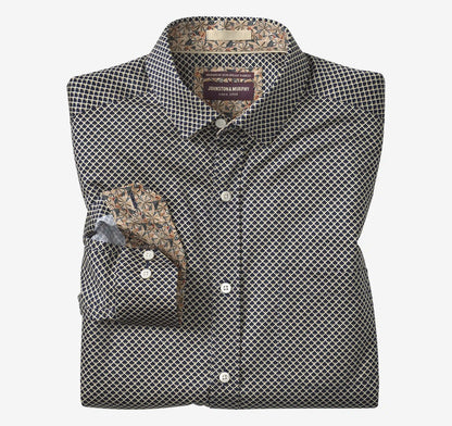 Printed Cotton Shirt - Black Diamond Grid