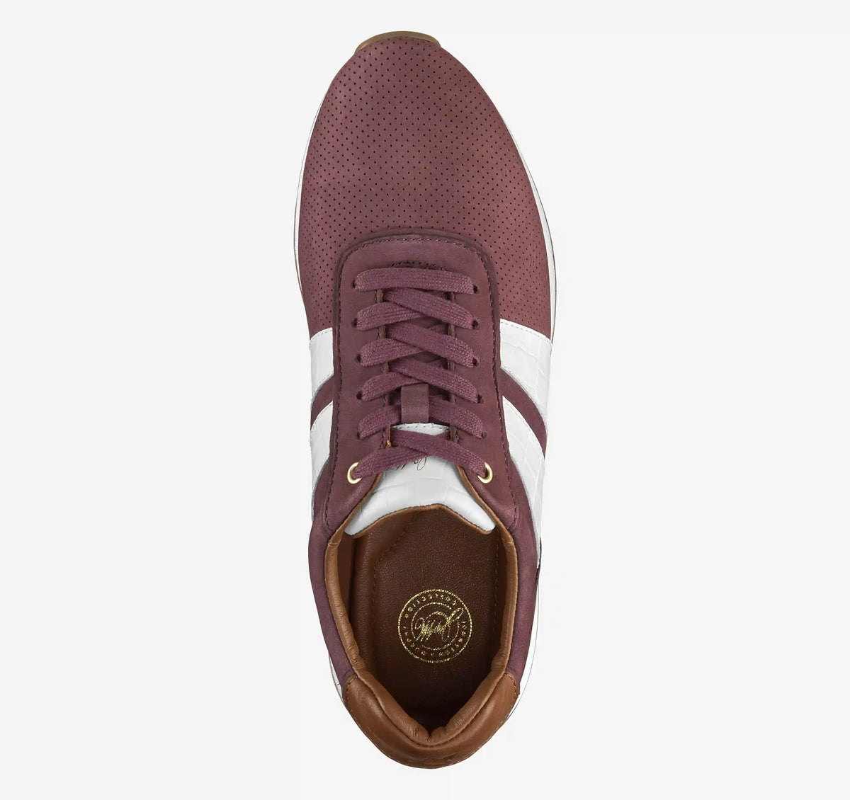 Morgan U-Throat Jogger - Wine Nubuck/White Croc-Embossed Full-Grain Leather