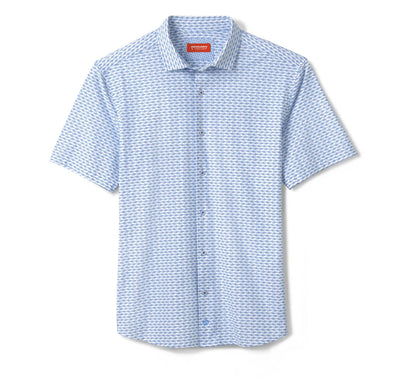 XC+™ Motion Short-Sleeve Print Knit Shirt - White/Blue Shark