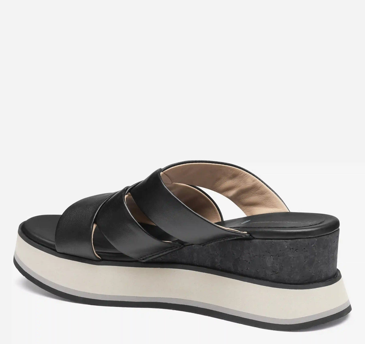 Colleen Triple-Band Slide - Black Nappa Leather