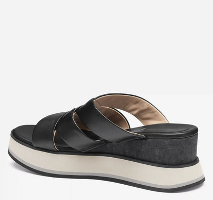 Colleen Triple-Band Slide - Black Nappa Leather
