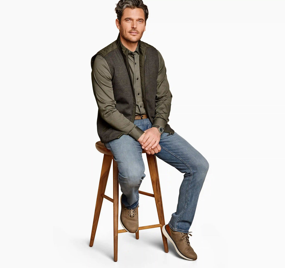 Kenner Reversible Vest - Olive/Marled Olive