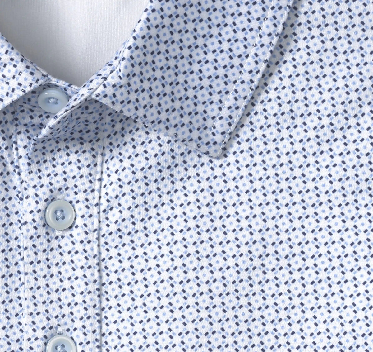 XC+™ Ace Performance Polo - White/Light Blue Dash Dot