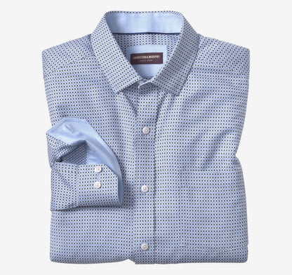 Ovation Non-Iron Dress Shirt - Blue Outlined Squares